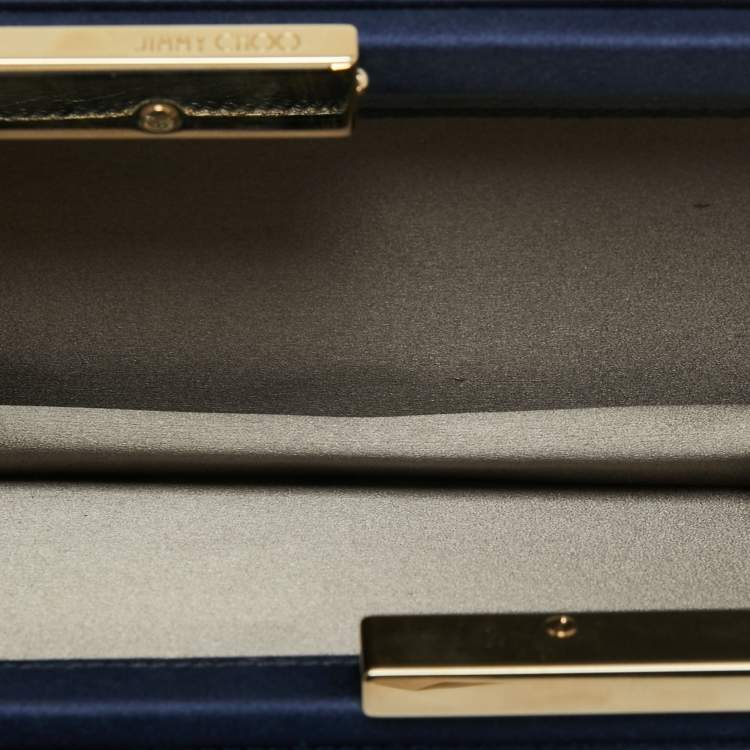 Pre Owned Jimmy Choo Navy Blue Satin Chain Clutch