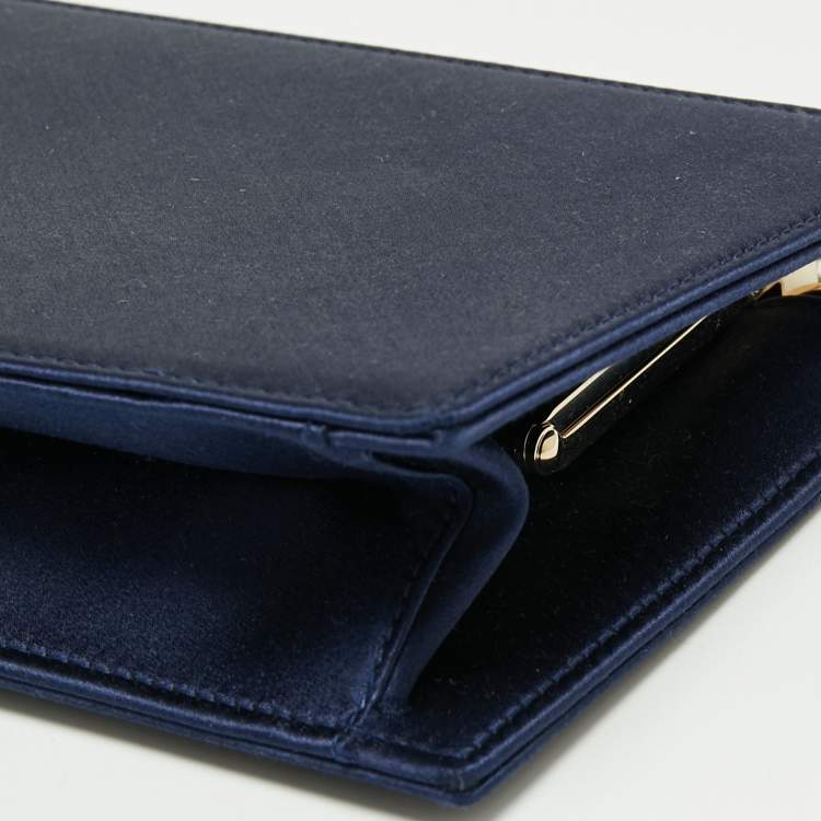 Pre Owned Jimmy Choo Navy Blue Satin Chain Clutch