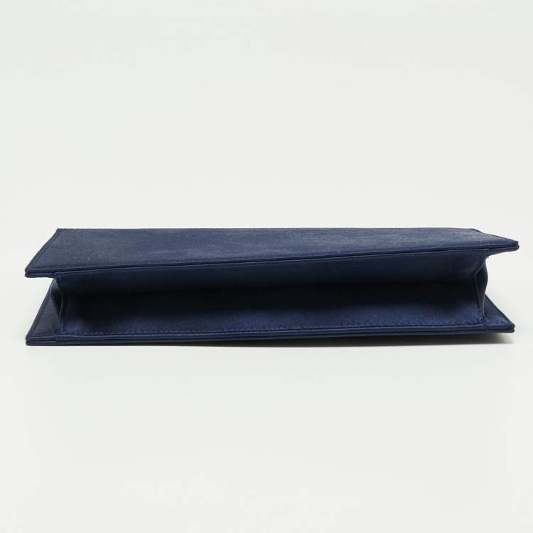 Pre Owned Jimmy Choo Navy Blue Satin Chain Clutch