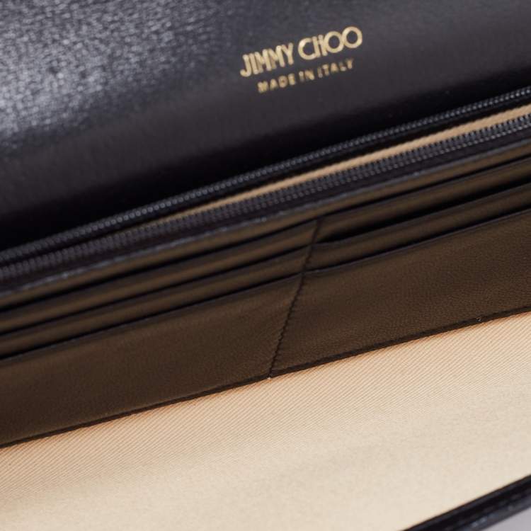 Pre Owned Jimmy Choo Black Patent Leather Milla Wallet On Chain