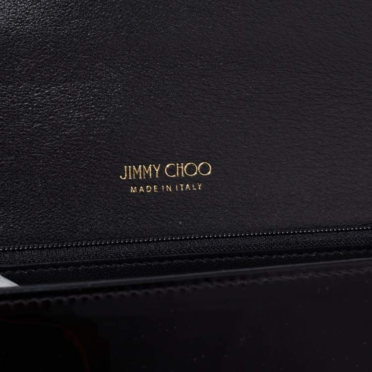 Pre Owned Jimmy Choo Black Patent Leather Milla Wallet On Chain