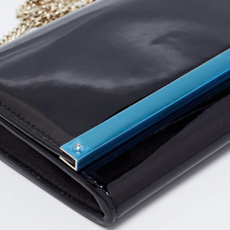 Pre Owned Jimmy Choo Black Patent Leather Milla Wallet On Chain