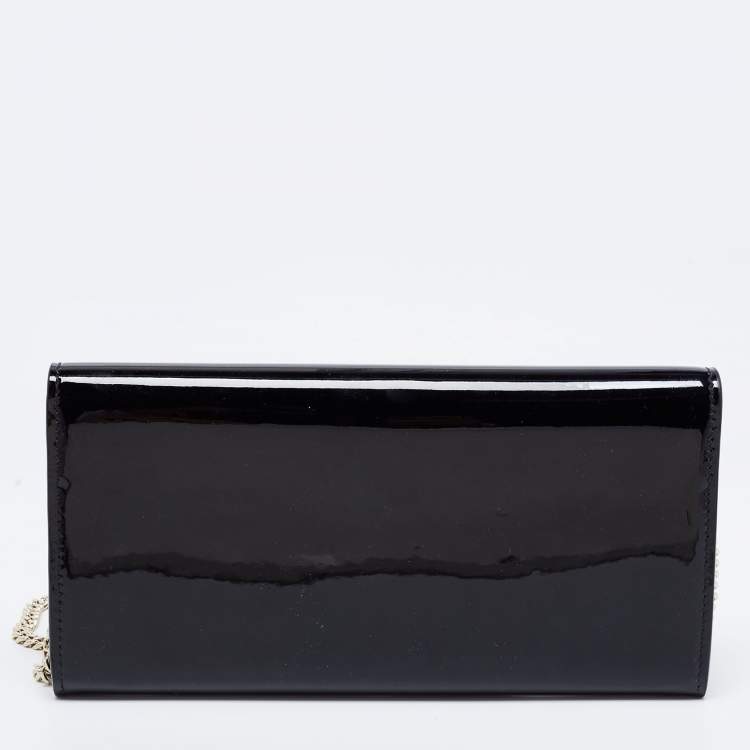 Pre Owned Jimmy Choo Black Patent Leather Milla Wallet On Chain