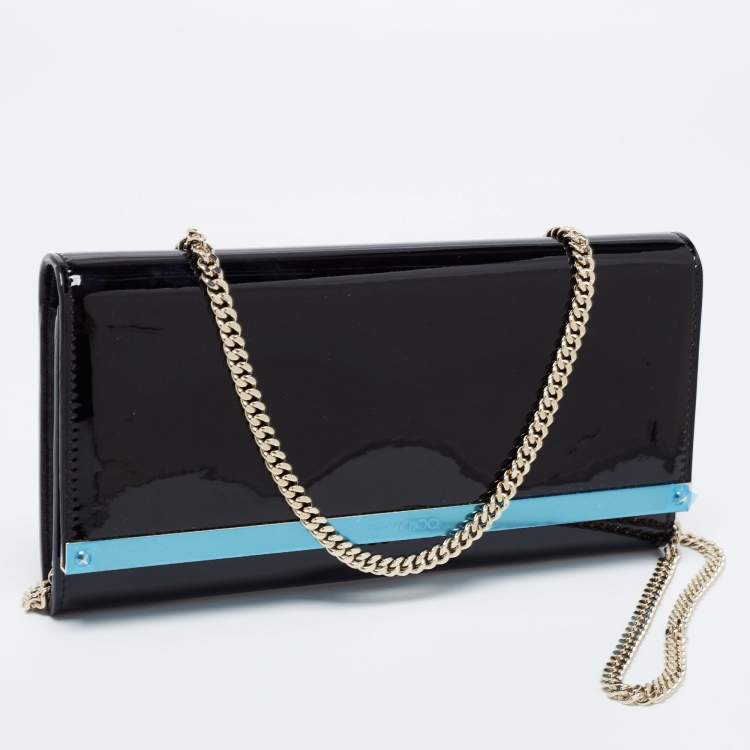 Pre Owned Jimmy Choo Black Patent Leather Milla Wallet On Chain