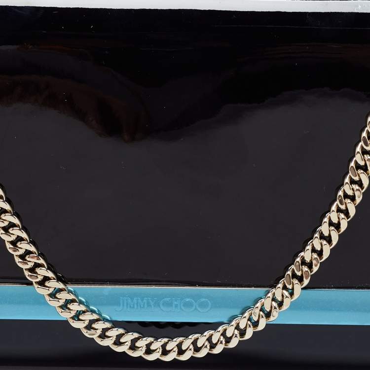Pre Owned Jimmy Choo Black Patent Leather Milla Wallet On Chain