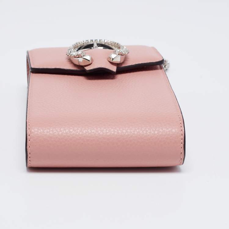 Pre Owned Jimmy Choo Pink Leather Madeline Phone Case Crossbody Bag