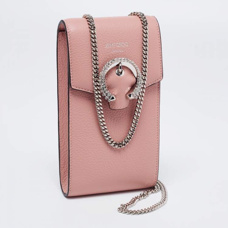 Pre Owned Jimmy Choo Pink Leather Madeline Phone Case Crossbody Bag