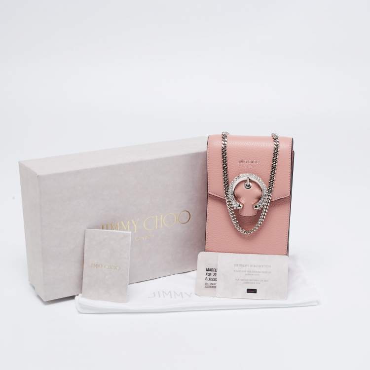 Pre Owned Jimmy Choo Pink Leather Madeline Phone Case Crossbody Bag