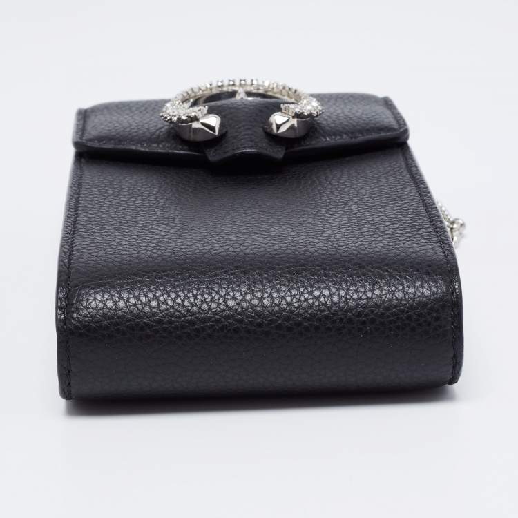 مملوكة مسبقًا Jimmy Choo Black Leather Madeline Phone Case Crossbody Bag