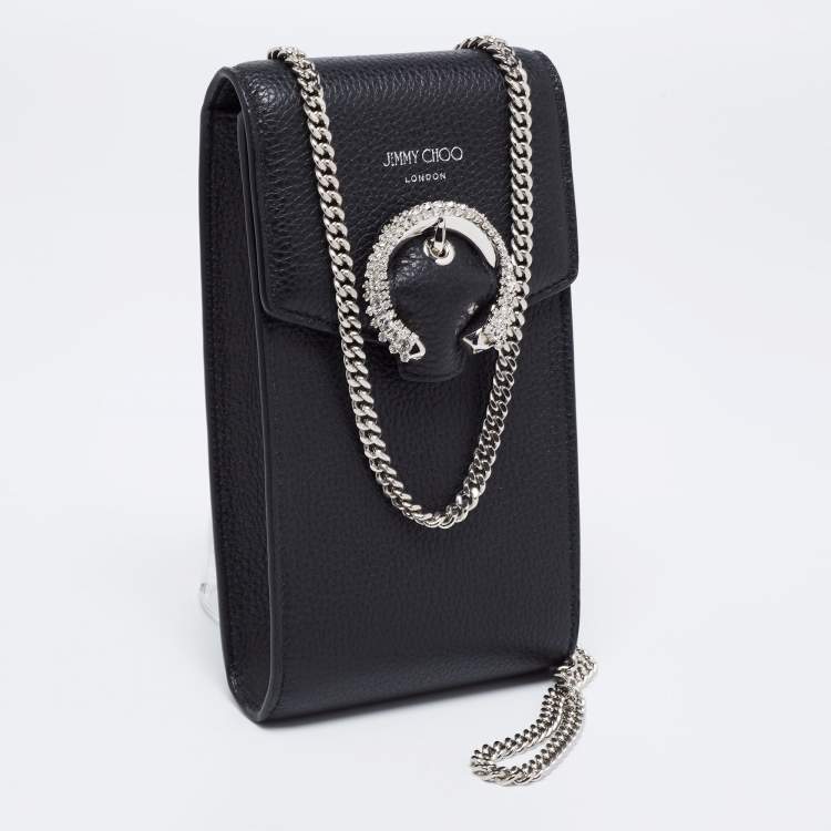 مملوكة مسبقًا Jimmy Choo Black Leather Madeline Phone Case Crossbody Bag
