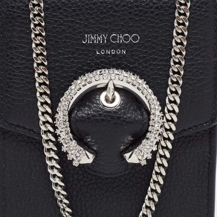 مملوكة مسبقًا Jimmy Choo Black Leather Madeline Phone Case Crossbody Bag