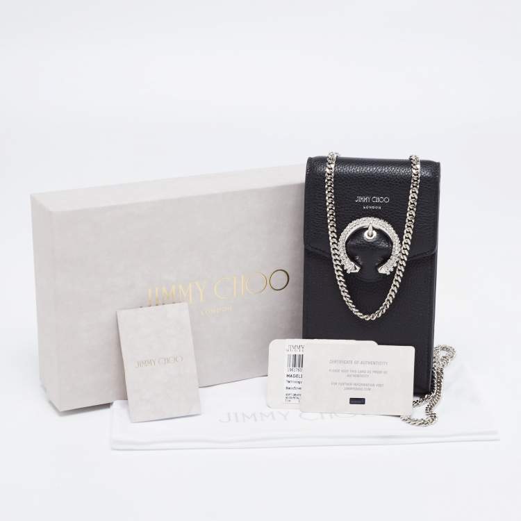 مملوكة مسبقًا Jimmy Choo Black Leather Madeline Phone Case Crossbody Bag