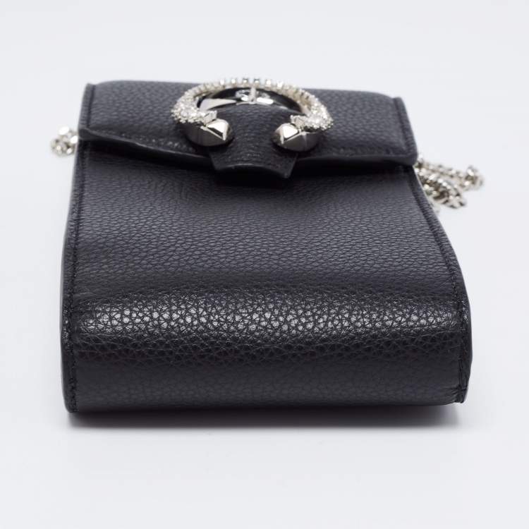 Pre Owned Jimmy Choo Black Leather Madeline Phone Case Crossbody Bag