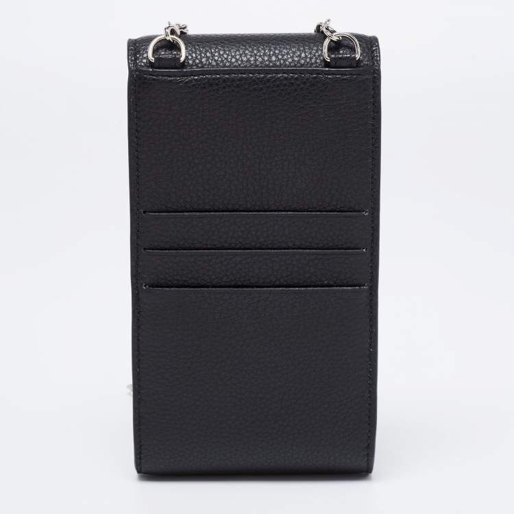 Pre Owned Jimmy Choo Black Leather Madeline Phone Case Crossbody Bag