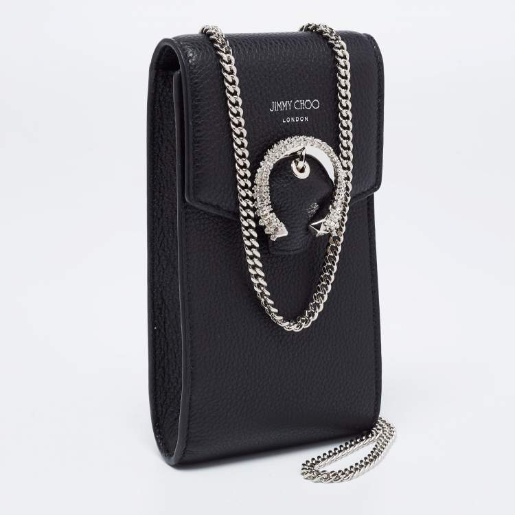 Pre Owned Jimmy Choo Black Leather Madeline Phone Case Crossbody Bag