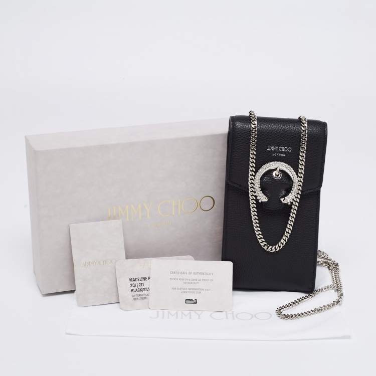 Pre Owned Jimmy Choo Black Leather Madeline Phone Case Crossbody Bag