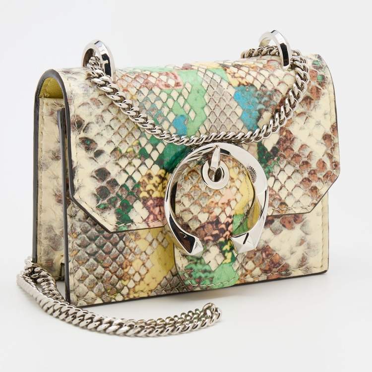 Pre Owned Jimmy Choo Multicolor Snakeskin Embossed Leather Mini Paris Crossbody Bag