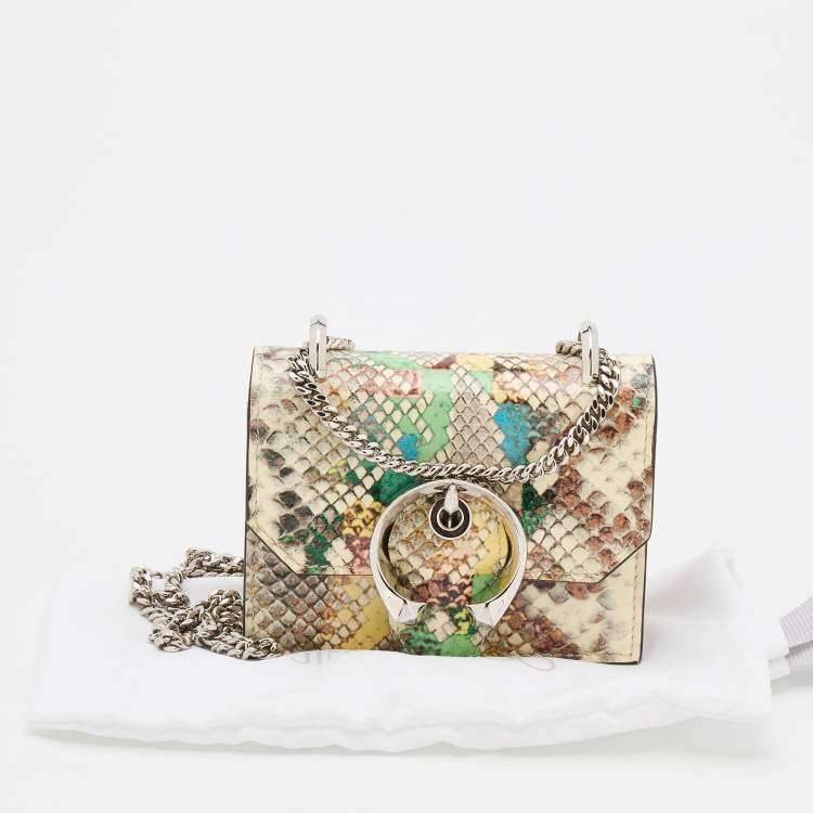 Pre Owned Jimmy Choo Multicolor Snakeskin Embossed Leather Mini Paris Crossbody Bag
