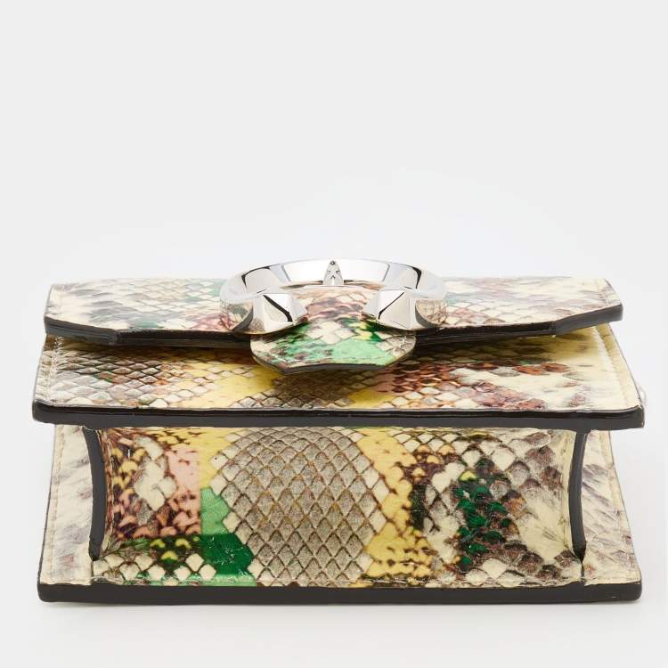 Pre Owned Jimmy Choo Multicolor Snakeskin Embossed Leather Mini Paris Crossbody Bag