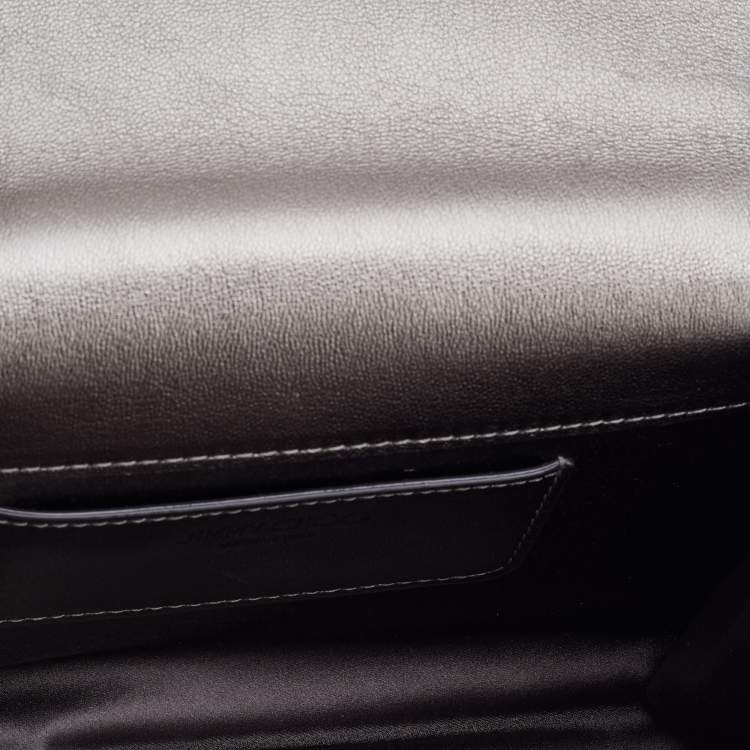 Pre Owned Jimmy Choo Metallic Silver Textured Leather Varenne Chain Clutch