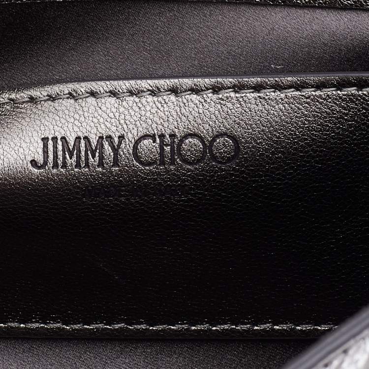 Pre Owned Jimmy Choo Metallic Silver Textured Leather Varenne Chain Clutch
