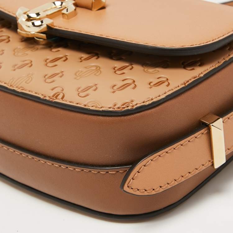 Pre Owned Jimmy Choo Brown Signature Embossed Leather Varenne Crossbody Bag