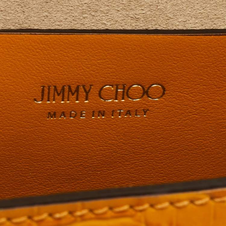 Pre Owned Jimmy Choo Brown Croc Embossed Leather Varenne Crossbody Bag 