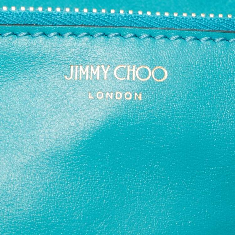 Pre Owned Jimmy Choo Malibu/Light Gold Terrycloth and Leather E/W Nine2Five Tote