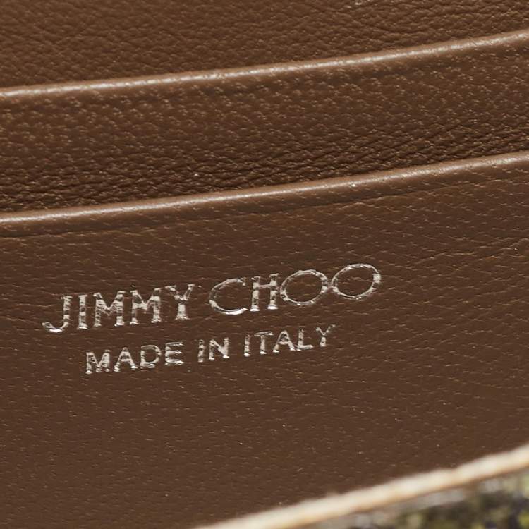 Pre Owned Jimmy Choo Metallic Olive Green Glitter Fabric Finley Shoulder Bag