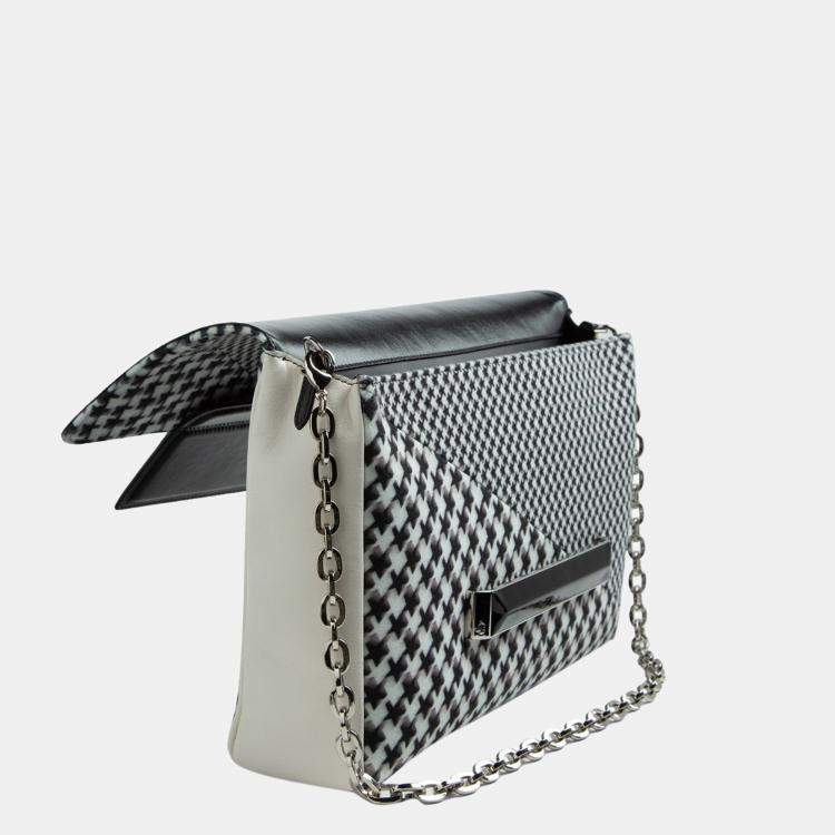 مملوكة مسبقًا Jimmy Choo Black/White - Wool & Leather - Crossbody Bag