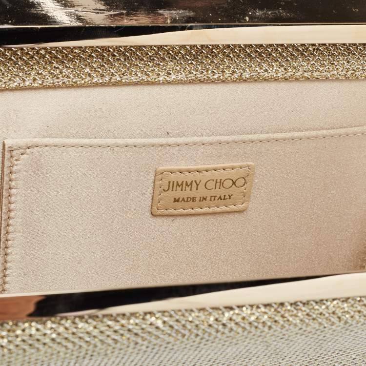 Pre Owned Jimmy Choo Gold/Silver Lurex Fabric Cayla Clutch