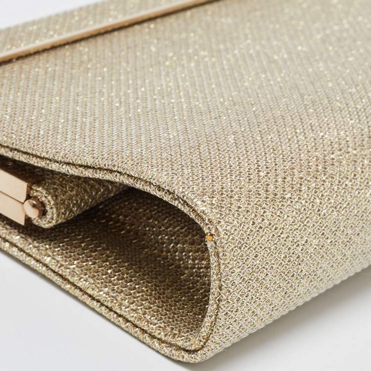 Pre Owned Jimmy Choo Gold/Silver Lurex Fabric Cayla Clutch