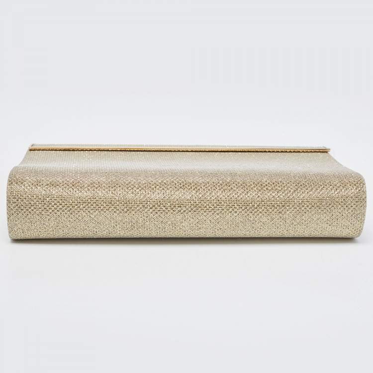 Pre Owned Jimmy Choo Gold/Silver Lurex Fabric Cayla Clutch