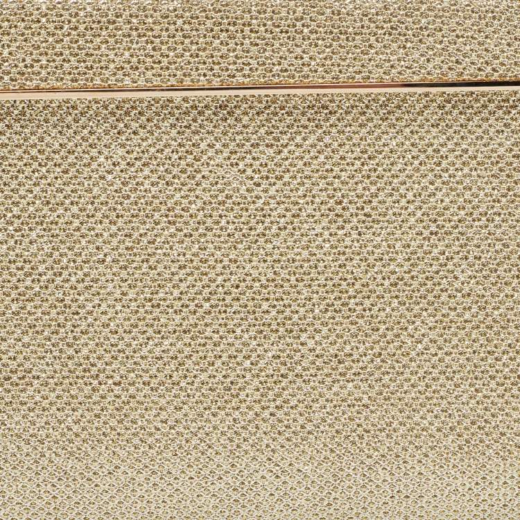 Pre Owned Jimmy Choo Gold/Silver Lurex Fabric Cayla Clutch