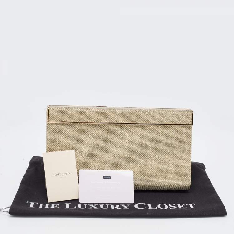 Pre Owned Jimmy Choo Gold/Silver Lurex Fabric Cayla Clutch