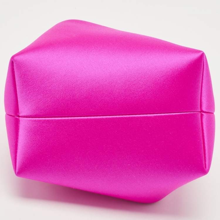 Pre Owned Jimmy Choo Fuchsia Satin Bon Bon Crystal Embellished Bucket Bag