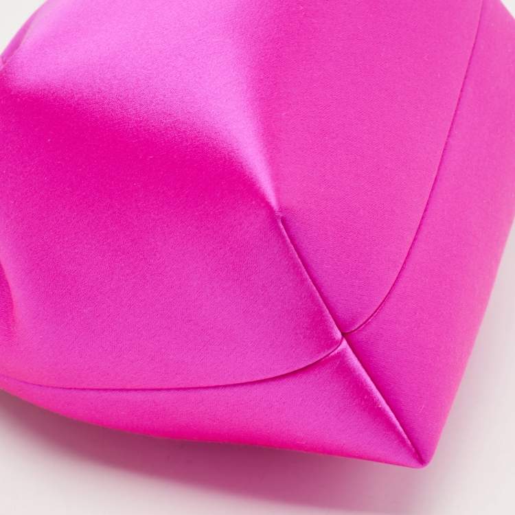 Pre Owned Jimmy Choo Fuchsia Satin Bon Bon Crystal Embellished Bucket Bag