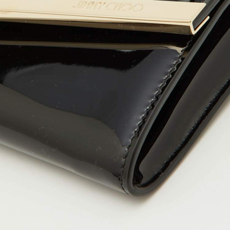 Pre Owned Jimmy Choo Black Patent Leather Emmie Chain Clutch