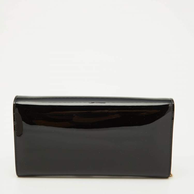 Pre Owned Jimmy Choo Black Patent Leather Emmie Chain Clutch