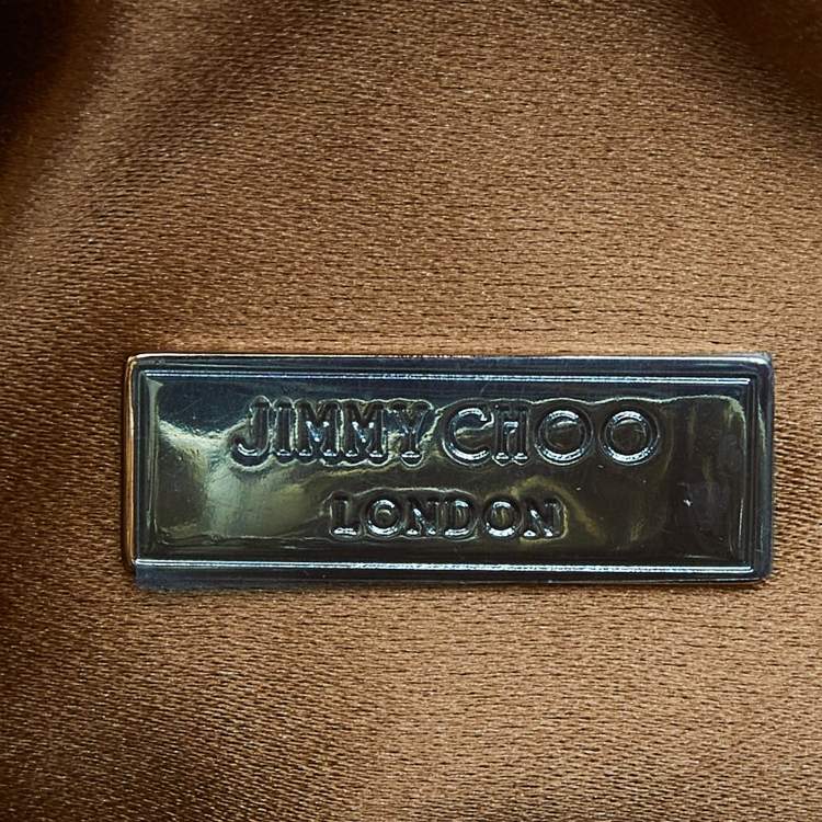 Pre Owned Jimmy Choo Gold Laminated Leather Bon Bon Crystal Embellished Bucket Bag