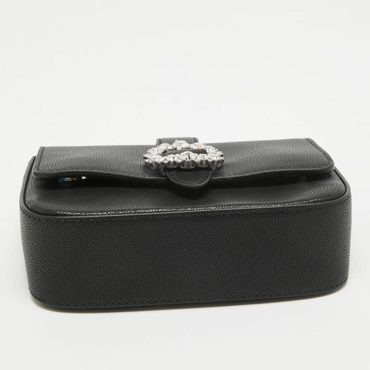 Pre Owned Jimmy Choo Black Leather Cheri Chain Shoulder Bag