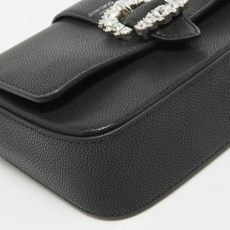 Pre Owned Jimmy Choo Black Leather Cheri Chain Shoulder Bag