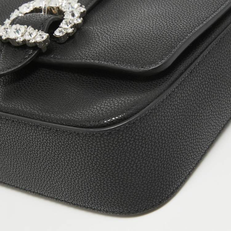 Pre Owned Jimmy Choo Black Leather Cheri Chain Shoulder Bag