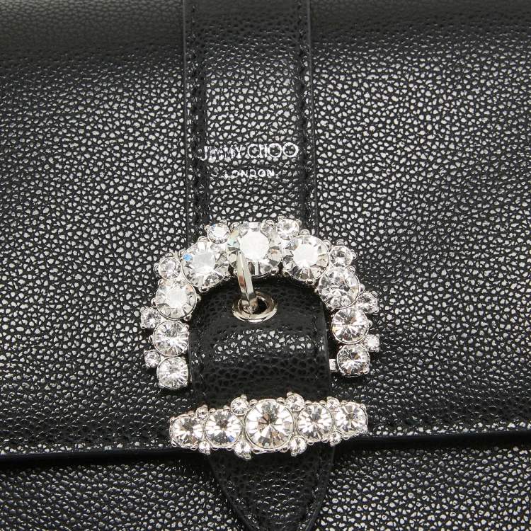 Pre Owned Jimmy Choo Black Leather Cheri Chain Shoulder Bag