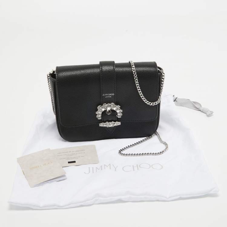 Pre Owned Jimmy Choo Black Leather Cheri Chain Shoulder Bag