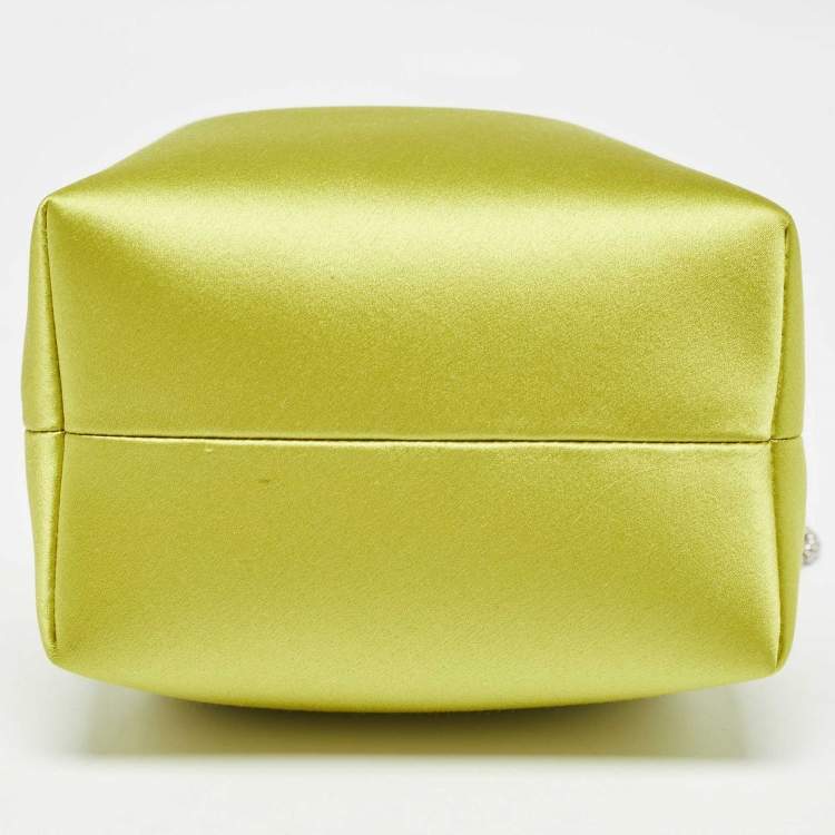 Pre Owned Jimmy Choo Green Satin Crystal Embellished Bon Bon Bucket Bag 
