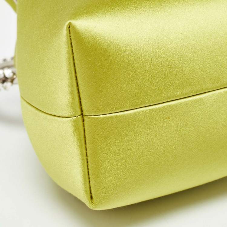 Pre Owned Jimmy Choo Green Satin Crystal Embellished Bon Bon Bucket Bag 
