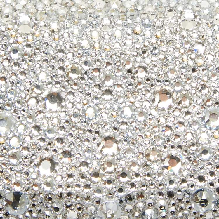 Pre Owned Jimmy Choo Silver Suede Crystals Embellished Micro Cloud Clutch