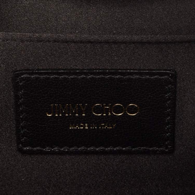 Pre Owned Jimmy Choo Black Glitter Venus Crystals Chain Clutch