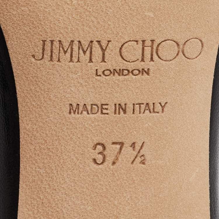 Pre Owned Jimmy Choo Black Logo Print Fabric Ria Sandals Size 37.5